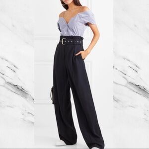 Theory- Blue and White Hartman stripe button front top size: P (00-0)